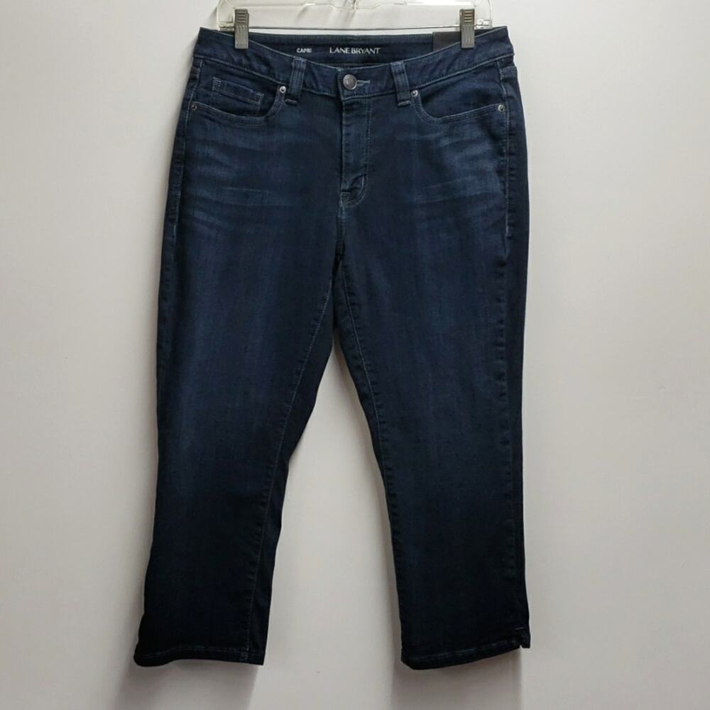 Lane Bryant Capri Jeans Women's Size 14 Low Rise Super Stretch Dark Wash Blue